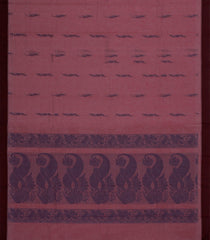 Dusty Peach Woven Rasipuram Cotton Saree With Floral Buttas-RA2556