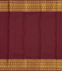 Dark Brown Handloom Kanchipuram Silk Saree With Zari Checks & Buttas-KA16144