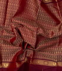 Maroon Handloom Kanchipuram Silk Saree With Mango Motifs-KA15186