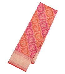 Red Handloom Kanchipuram Silk Saree With Floral Jaal Motifs-KA14906