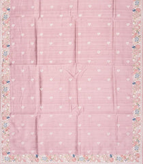 Baby Pink Woven Blended Tussar Saree With Embroidered Floral Border-BL4128