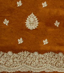Oil Mustard Woven Synthetic Blended Tissue Saree With Embroidered Motifs-EN2035