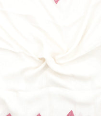 White Handloom Linen Saree With Flower Motifs-LI0748