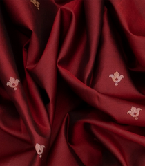 Maroon Handloom Soft Silk Saree With Floral Butta -Maroon