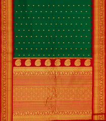 Green Handloom Gadwal SICO Saree With Cotton Body & Silk Border-GA0326