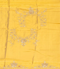 Mustard Handloom Silk Saree With Floral Motifs & Hand Embroidered Motifs-EN1725