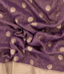 Lilac Woven Synthetic Tissue Crepe Saree With Floral Vine Motifs-BL4913