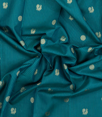 Cyan Handloom Kanchipuram Silk Saree With Stripes & Buttas-KA15002