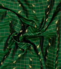 Dark Green Handloom Soft Silk Saree With Zari Checks & Buttas-SO4430