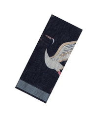 Black Printed Synthetics Linen Saree With Zari Border-BL5330