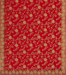 Red Woven Art Crushed Georgette Saree With Embroidered Floral Motifs-BL4968