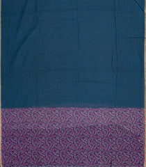 Navy Blue Woven Art Linen Saree With Printed Floral Pallu-BL3951
