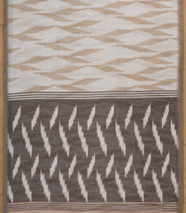 Off White Printed Art Linen Saree With Geometric Motifs-SY0599