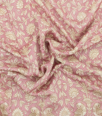 Baby Pink Printed Chanderi Cotton Saree With Floral Motifs-CC1746