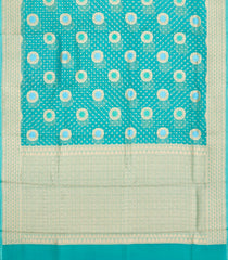 Turquoise Woven Pure Organza Silk Saree With Floral Zari Buttas-KS1093