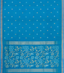 Cyan Handloom Uppada Silk Saree With Meena Buttas-UP0426