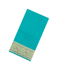 Turquoise Woven Art Dupion Saree With Meena Floral Border-BL5925
