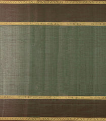 Dark Green Handloom Silk Cotton Saree With Zari Checks-SC4039