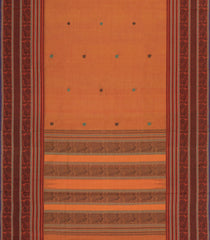 Orange Handloom Silk Cotton Saree With Annam Buttas-SC4398