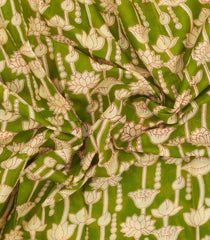 Light Green Printed Jaipur Cotton Saree With Pichwai Motifs-JC1910