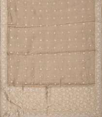 Taupe Woven Crepe Brocade Saree With Embroidered Floral Motifs-EN1634