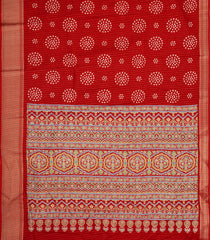 Red Printed Synthetic Dola Silk Saree With Motifs & Zari Stripes-SY0449