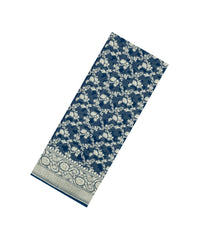 Navy Blue Woven Banarasi Khaddi Georgette Silk Saree With Floral Vine Motifs-BE1948