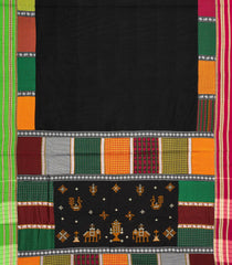Black Woven Poly Cotton Saree With Kasuti Hand Embroidery -PY1285