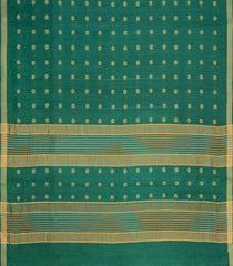 Sea Green Woven Tussar Silk Saree With Floral Motifs & Contrast Border-TU3546
