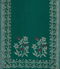 Sea Green Printed Synthetics Linen Saree With Floral Motifs-BL5237