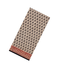 Taupe Printed Jaipur Cotton Saree With Floral Motifs-JC1873