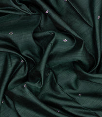 Bottle Green Printed Tussar Silk Saree With Floral Motifs-TU3595