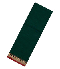 Bottle Green Woven Chirala Cotton Saree With Temple Border-CR1421