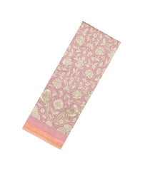 Baby Pink Printed Chanderi Cotton Saree With Floral Motifs-CC1746