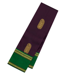 Burgundy Handloom Korvai Kanchipuram Silk Saree With Zari Buttas-KA15367
