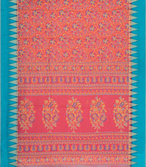 Peach Printed Synthetics Dola Tissue Body With Temple Border -BL5231
