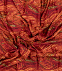 Rust Printed Pure Satin Silk Saree With Abstract Motifs-PS0950