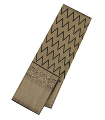 Black Handloom Kanchipuram Silk Saree With Chevron Motifs-KA13643