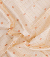 Off White Handloom Kanchipuram Silk Saree With Checks & Buttas-KA15225