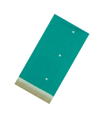 Turquoise Handwoven Bengal Cotton Saree With Coin Buttas-BG1473
