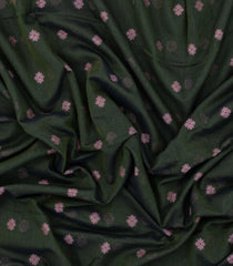 Bottle Green Handloom Bengal Cotton Saree With Floral Motifs-BG1639