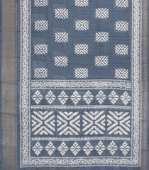Grey Printed Synthetic Dola Silk Saree With Zari Border-BL5084