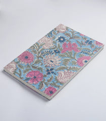 Light Blue 9 X 6 Inch Bagru Dabu Block Printed 96 Page Handmade Notebook-ACS1005