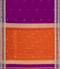 Magenta Handloom Maheswari Silk Cotton Saree With Floral Buttas & Zari Border-SC4868