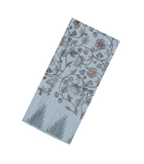 Grey Printed Art Dupion Saree With Printed Temple Border-BL5074