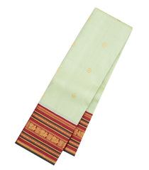 Light Green Handloom Korvai Kanchipuram Silk Saree With Annam Buttas-KA15339