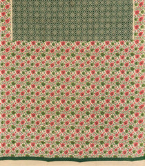 Green Printed Jaipur Cotton Saree With Floral Motifs-JC1742