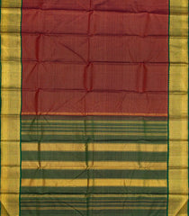 Dark Maroon Handloom Korvai Kanchipuram Silk Saree With Vairaoosi Stripes-KA13195