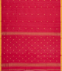 Red Handloom Maheswari Silk Cotton Saree With Buttas & Zari Border-SC4890