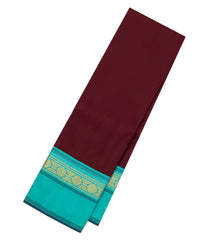 Maroon Handloom Korvai Kanchipuram Silk Saree With Turquoise Border-KA14850